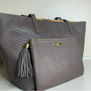 GIGI NEW YORK Python Embossed Tote and Clutch